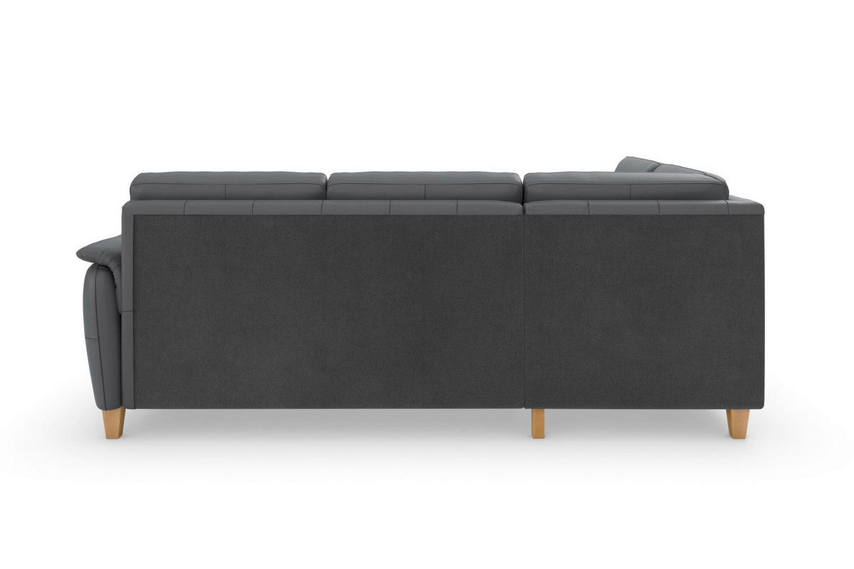 ECKSOFA PALMERA E in Echtleder Schwarz  212/236 cm  - Eichefarben/Schwarz, Basics, Leder/Holz (212/236cm) - Sit & More