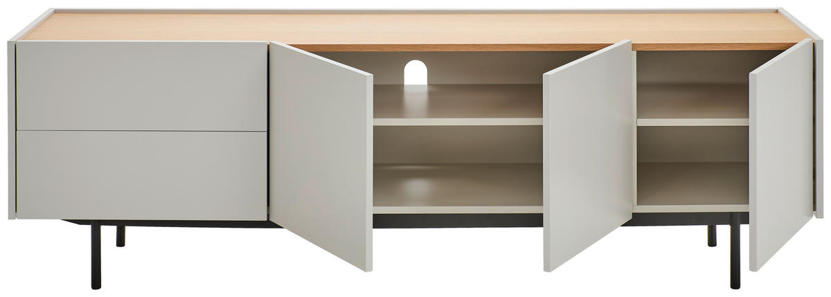 LOWBOARD  in 180/57,5/40 cm  - Eichefarben/Hellgrau, Design, Holz/Holzwerkstoff (180/57,5/40cm) - Carryhome