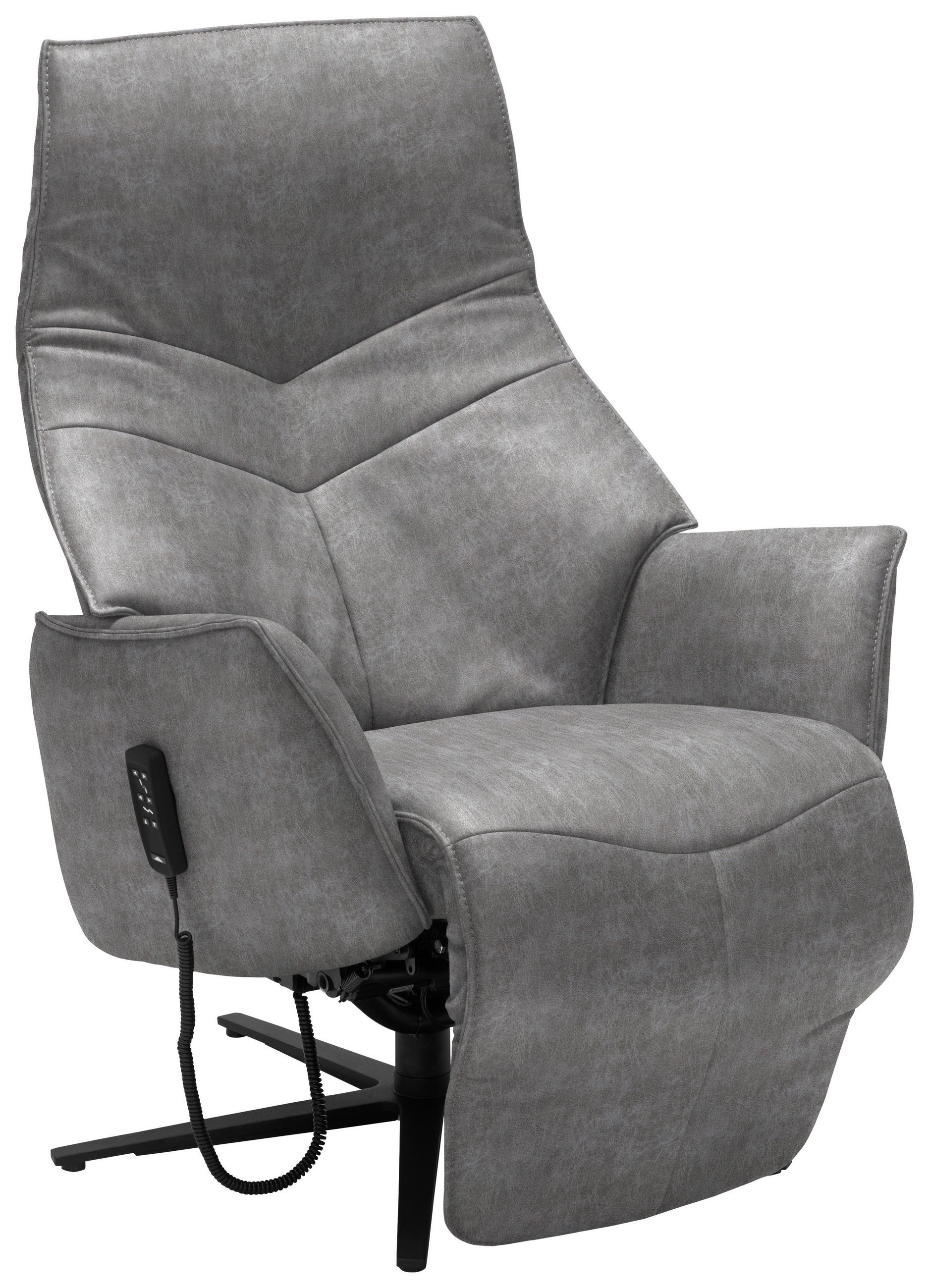 RELAXSESSEL Lederlook Kopfteilverstellung, Fußteilverstellung    - Anthrazit/Grau, Design, Textil/Metall (74/113/84cm) - Himolla