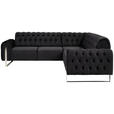 ECKSOFA Schwarz Velours  - Goldfarben/Schwarz, KONVENTIONELL, Textil/Metall (264/264cm) - Carryhome