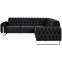 ECKSOFA  in Velours Schwarz  264/264 cm  - Goldfarben/Schwarz, KONVENTIONELL, Textil/Metall (264/264cm) - Carryhome