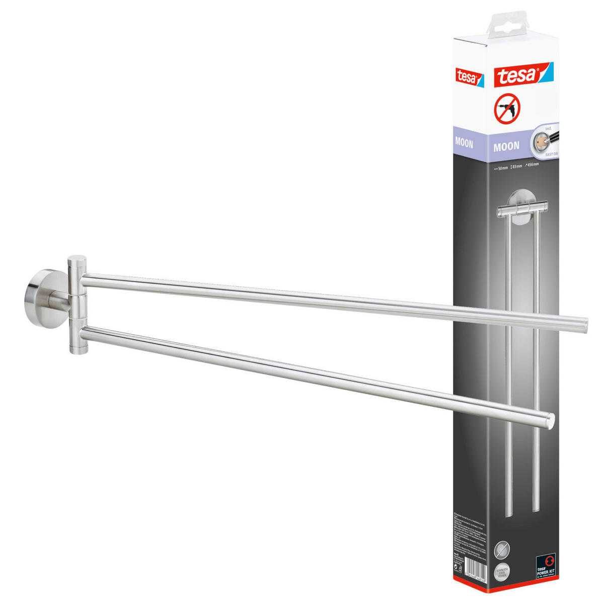 HANDTUCHHALTER Edelstahlfarben  - Edelstahlfarben, Basics, Metall (45/8/5cm) - Tesa