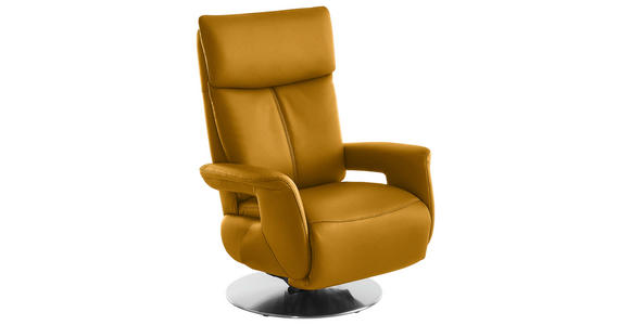 RELAXSESSEL in Leder Currygelb - Currygelb/Edelstahlfarben, Design, Leder/Metall (78/112/85cm) - Cantus