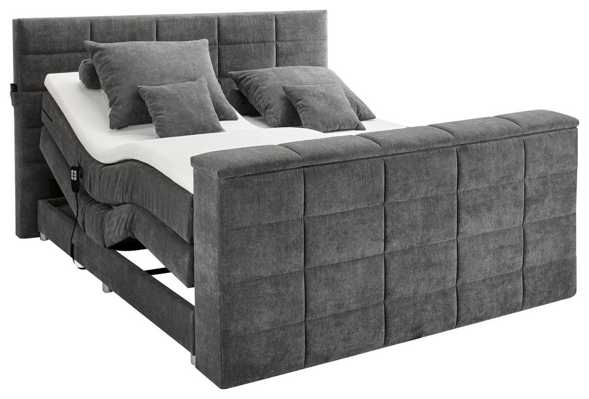 BOXSPRING-ÁGY 180/200 cm  sötétszürke  - sötétszürke, Konventionell, textil (180/200cm) - Carryhome