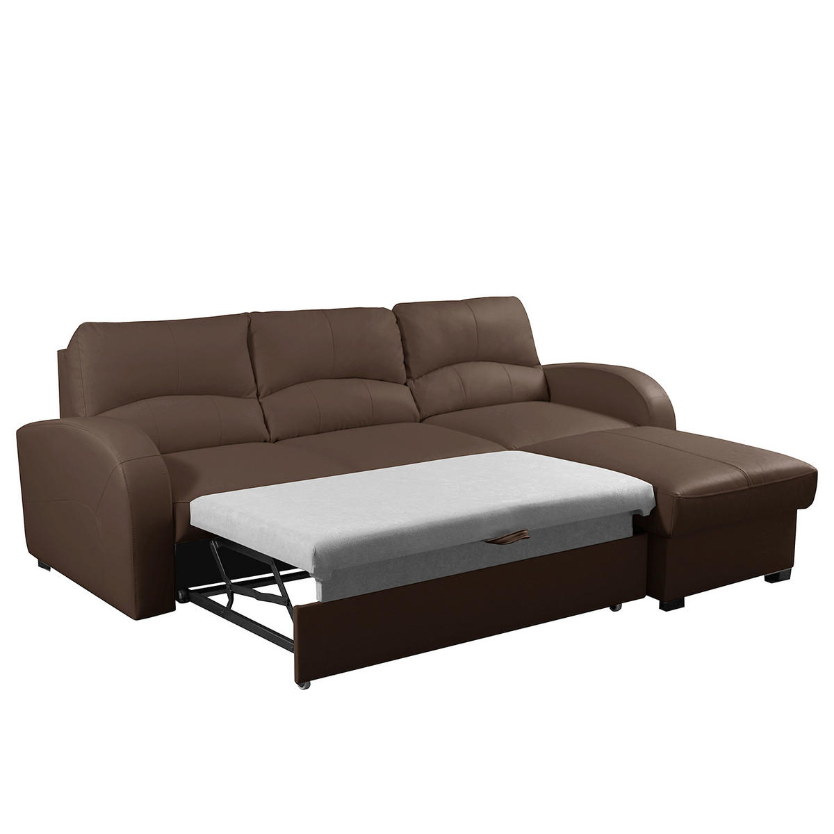 ECKSOFA TILO Bordeaux Lederlook Bettkasten  - Bordeaux/Schwarz, Design, Kunststoff/Textil (227/168cm) - Livetastic