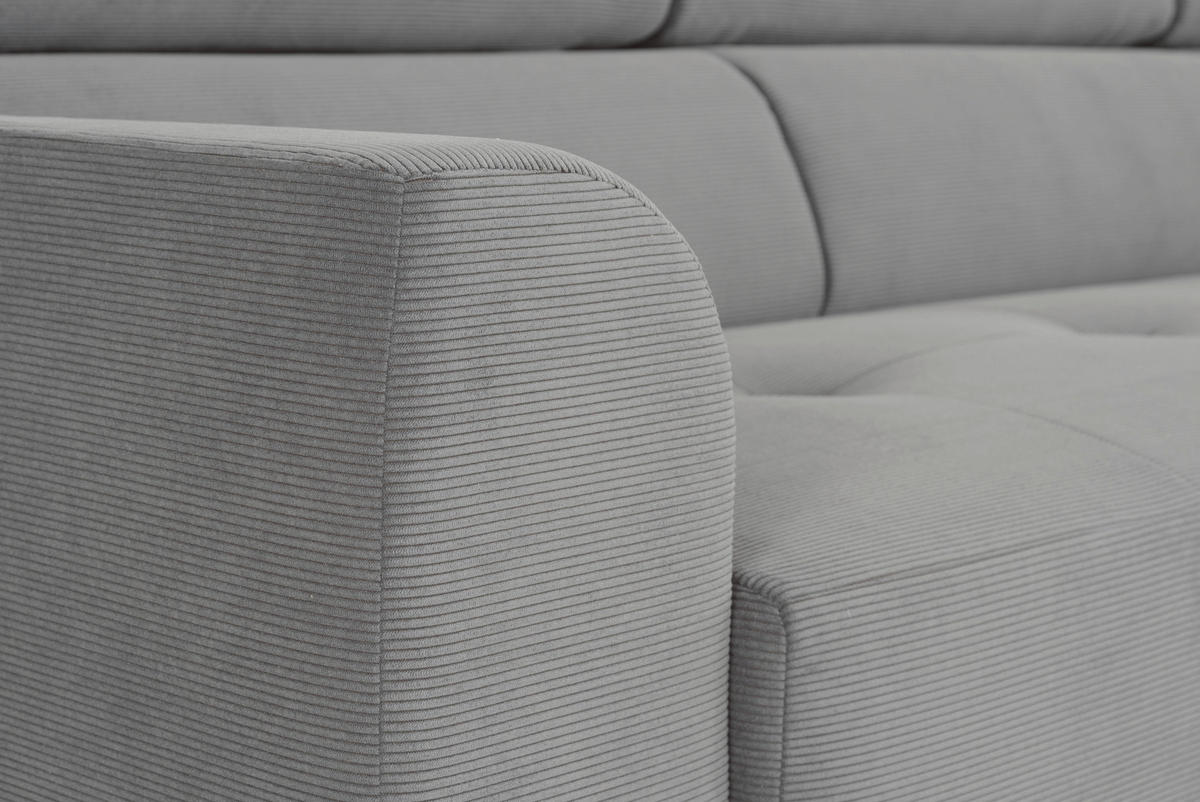 ECKSOFA Grau Feincord  - Schwarz/Grau, Design, Textil/Metall (280/205cm) - Xora