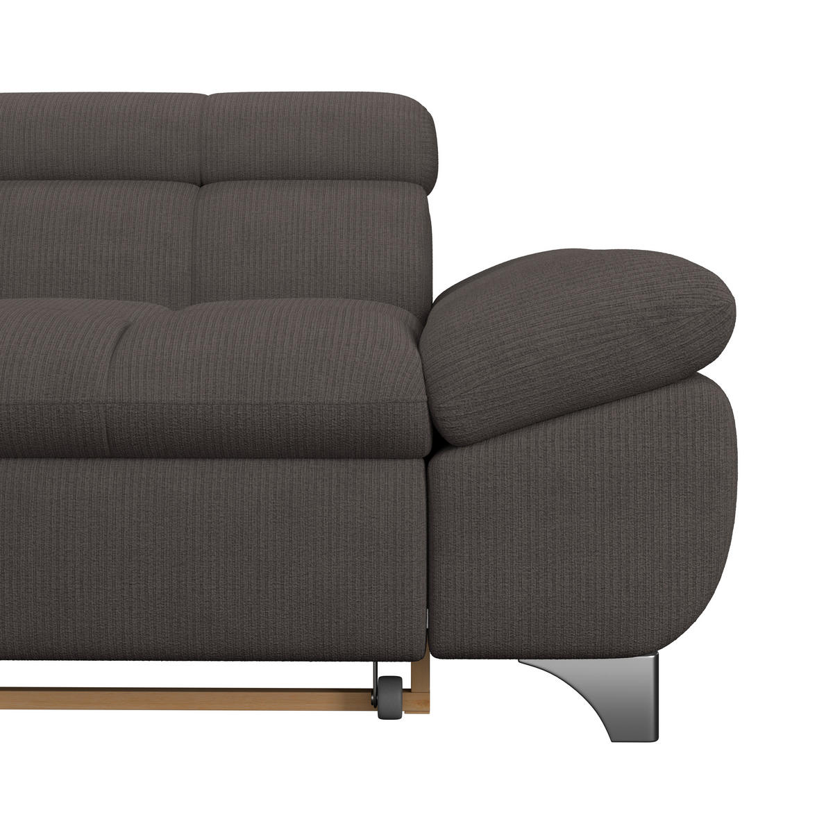 ECKSOFA Braun Chenille  - Chromfarben/Braun, KONVENTIONELL, Textil/Metall (234/312cm) - Livetastic