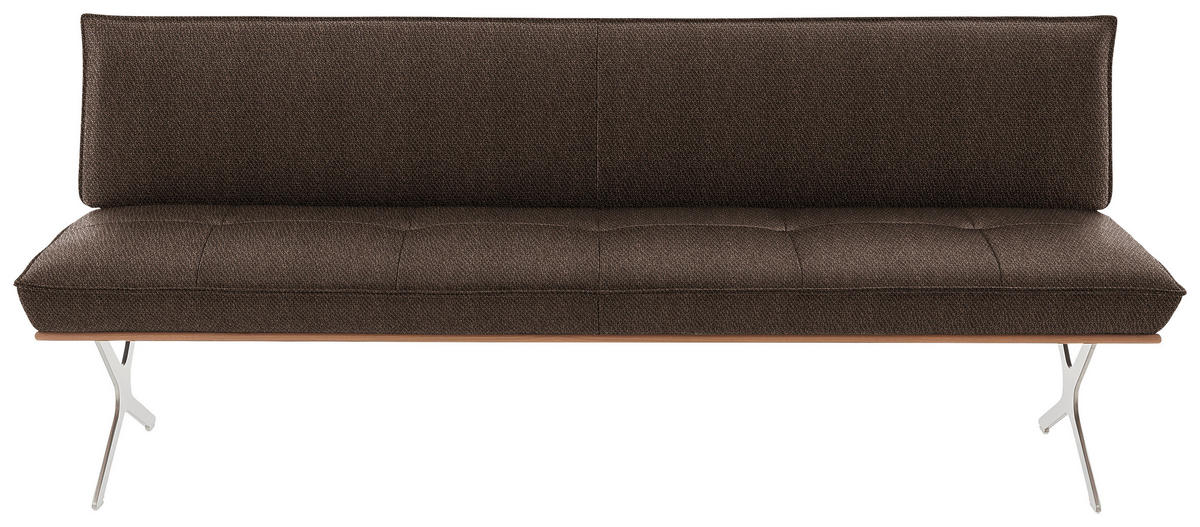 SITZBANK 214/88/66 cm  in Braun, Nussbaumfarben, Nickelfarben  - Edelstahlfarben/Nussbaumfarben, Design, Holz/Textil (214/88/66cm) - Koinor