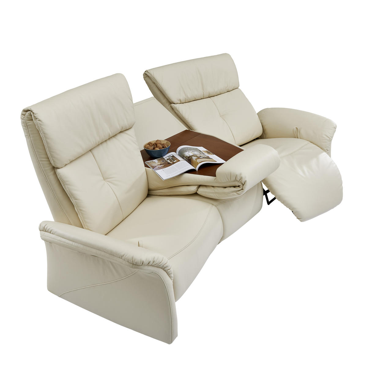 HEIMKINO-SOFA Echtleder Beige  - Beige/Schwarz, KONVENTIONELL, Leder/Metall (208/105/103cm) - Himolla Komfortklass