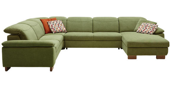WOHNLANDSCHAFT in Textil Olivgrün - Olivgrün, Natur, Holz/Textil (261/373/187cm) - Dieter Knoll