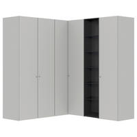 ECKKLEIDERSCHRANK 203/220/199 cm Schwarz, Hellgrau  - Silberfarben/Hellgrau, Design, Glas/Holzwerkstoff (203/220/199cm) - Jutzler