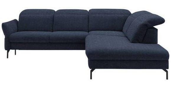 ECKSOFA in Flachgewebe Dunkelblau  - Schwarz/Dunkelblau, Design, Textil/Metall (299/233cm) - Dieter Knoll