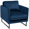 SESSEL in Samt Dunkelblau  - Schwarz/Dunkelblau, Design, Textil/Metall (72/78/84cm) - Carryhome