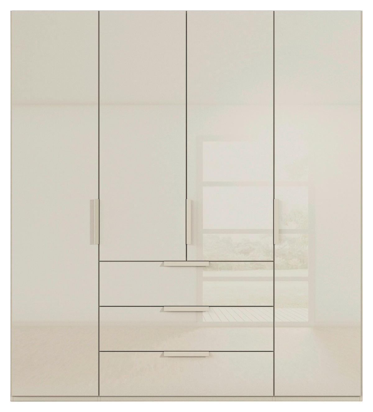 DREHTÜRENSCHRANK 201/223/61 cm,  in Champagner, 4-türig  - Champagner, Basics, Glas/Holzwerkstoff (201/223/61cm) - Novel