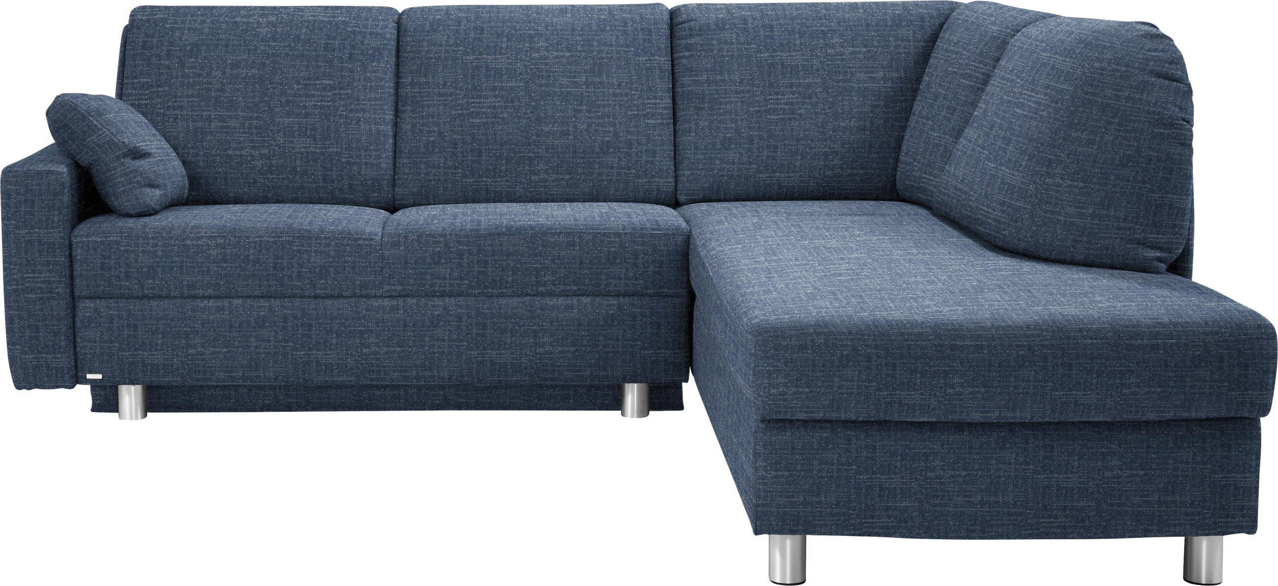 ECKSOFA in Chenille Blau  227/208 cm  - Blau/Alufarben, KONVENTIONELL, Textil/Metall (227/208cm) - Sedda