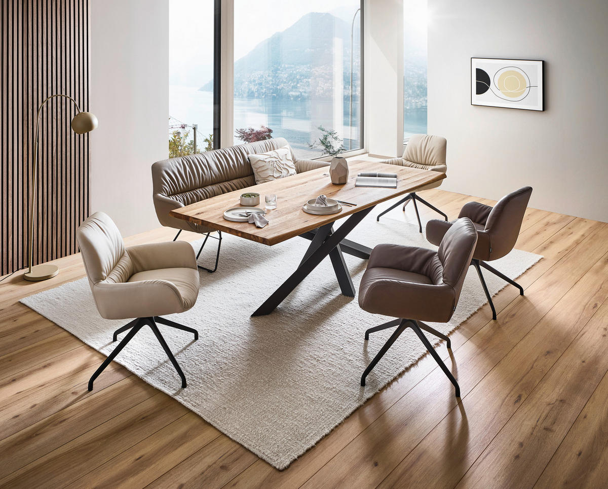 ARMLEHNSTUHL  in Aluminium, Eisen Echtleder pigmentiert  - Schwarz/Braun, Design, Leder/Metall (64/89/65cm) - Dieter Knoll