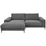 ECKSOFA Badia Base in Feincord Anthrazit  177/253 cm  - Anthrazit/Schwarz, Design, Textil/Metall (177/253cm) - Dieter Knoll