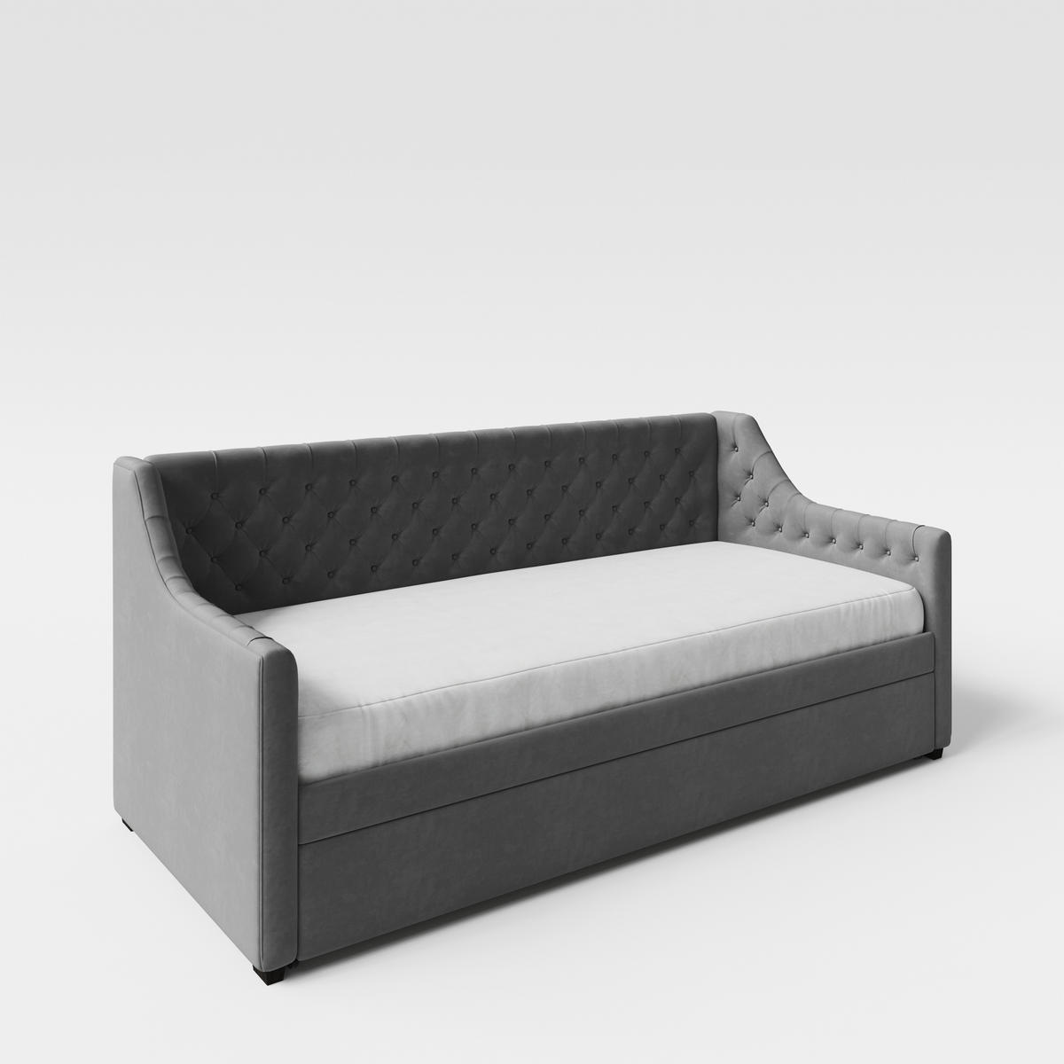 ZOFA S POSTELJNO FUNKCIJO,  antracit les, tekstil  - antracit, Trendi, tekstil/les (110/97/210cm) - MID.YOU
