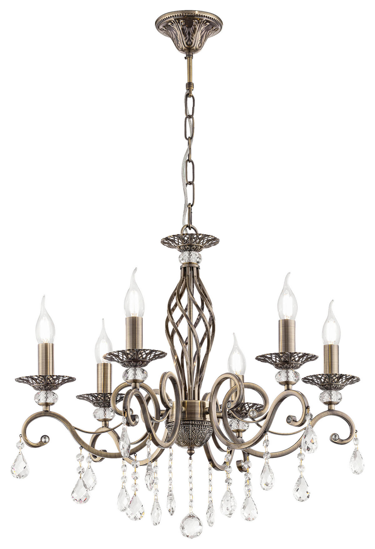 LUSTR, 63/56/63 cm - barvy mosazi, Trend, kov/sklo (63/56/63cm)