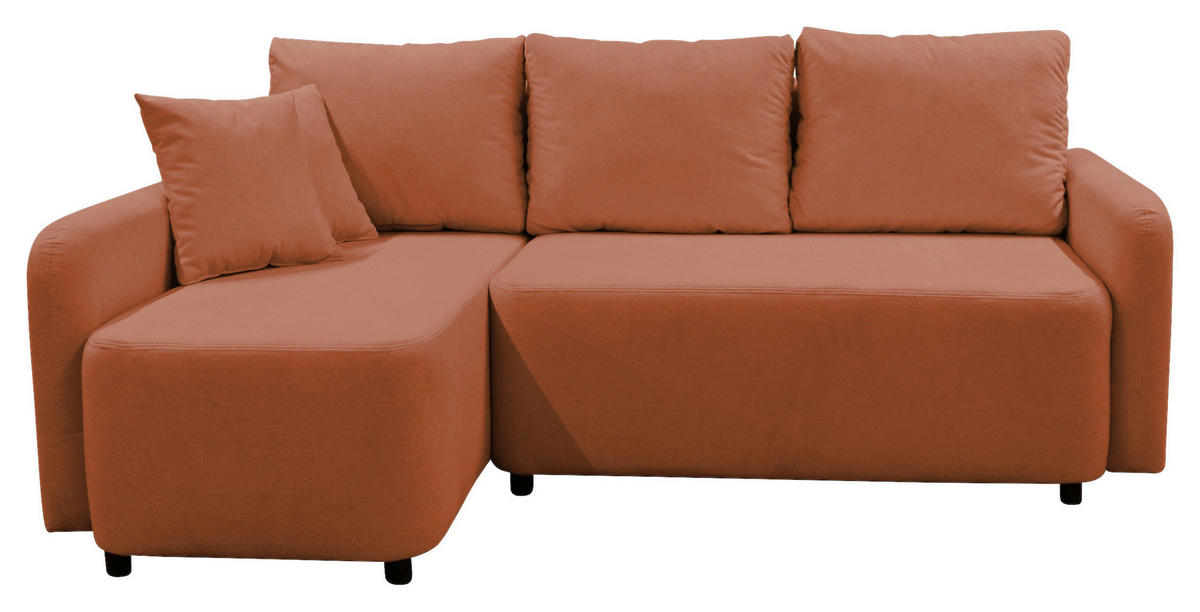 ECKSOFA STERN Hellrot Bouclé Zierkissen, Rückenkissen, Bettkasten  - Hellrot/Schwarz, Design, Kunststoff/Textil (152/207cm) - MID.YOU