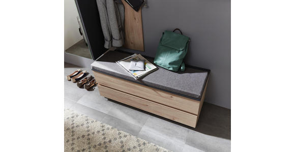GARDEROBE - Eichefarben/Graphitfarben, Design, Glas/Holzwerkstoff (157/202/45cm) - Voleo