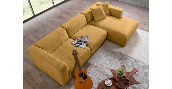 ECKSOFA  in Chenille Senfgelb  323/178 cm  - Senfgelb/Schwarz, MODERN, Kunststoff/Textil (323/178cm) - Carryhome