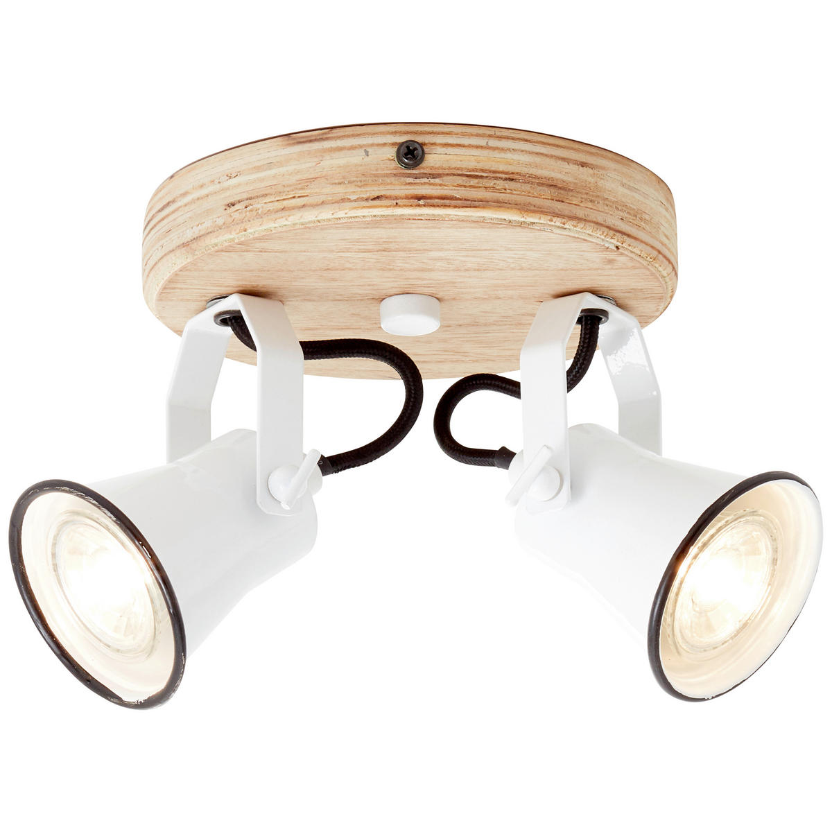 DECKENLEUCHTE    16/13/23 cm  - Weiss, Natur, Holz/Metall (16/13/23cm) - Brilliant