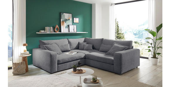 ECKSOFA  Grau Cord  - Schwarz/Grau, KONVENTIONELL, Kunststoff/Textil (248/248cm) - Carryhome