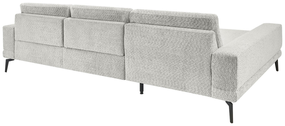 ECKSOFA Hellgrau Chenille  - Hellgrau/Schwarz, KONVENTIONELL, Textil/Metall (184/294cm) - SetOne by Musterring