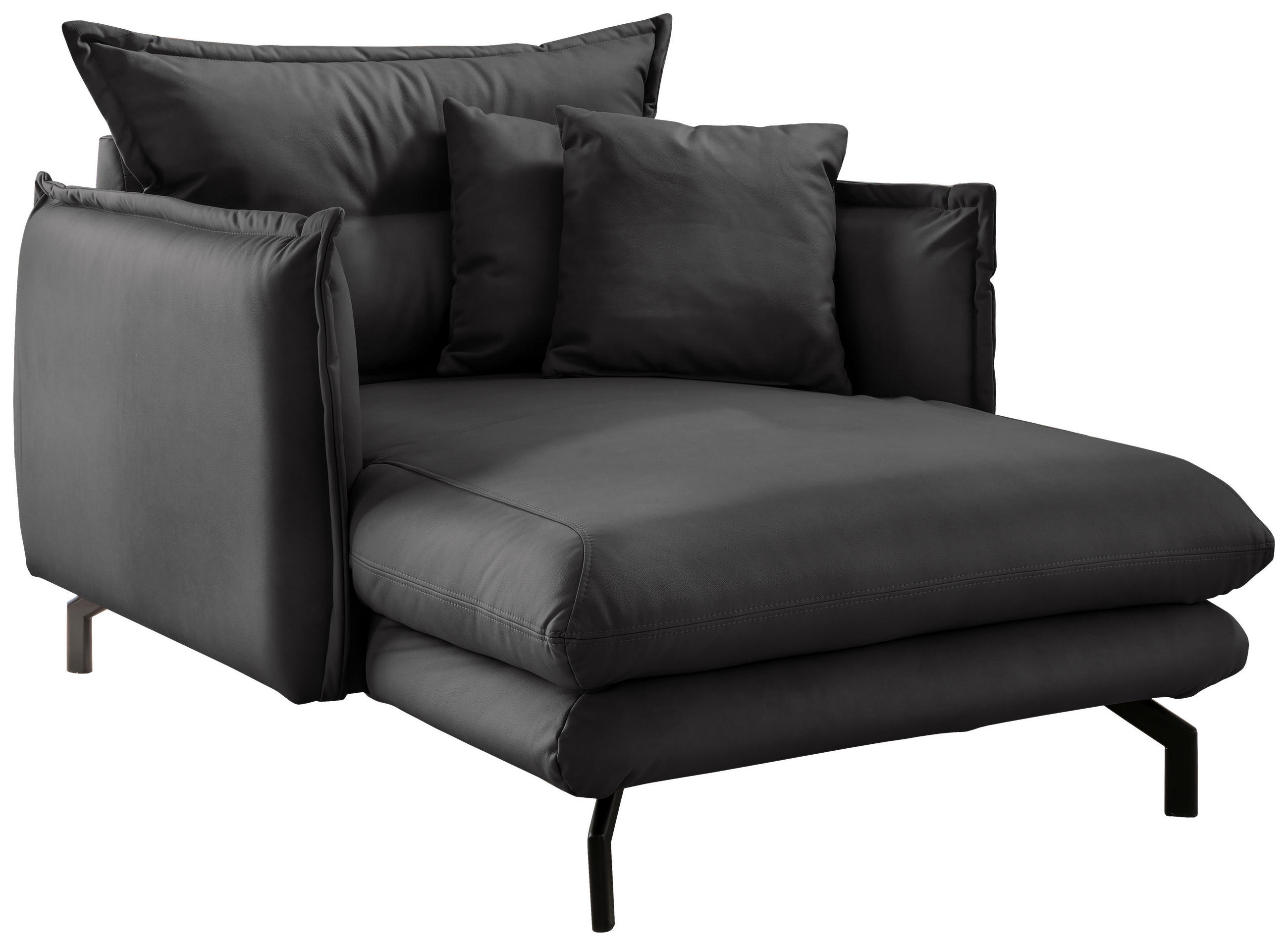 XXL-SESSEL in Lederlook Schwarz  - Schwarz, Modern, Textil/Metall (111/101/167cm) - Livetastic