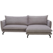 SEDACÍ SOUPRAVA, textil, světle šedá - černá/světle šedá, Design, kov/textil (259/175cm) - Hom`in