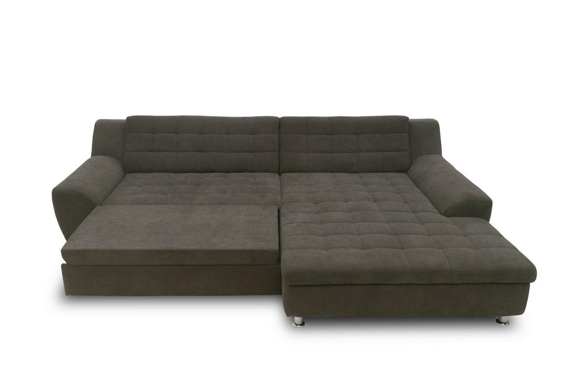 ECKSCHLAFSOFA MORTON Mikrofaser  - Chromfarben/Schwarz, MODERN, Textil/Metall (304/200/84cm) - MID.YOU