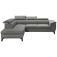 ECKSOFA Grau Mikrovelours  - Schwarz/Grau, KONVENTIONELL, Kunststoff/Textil (231/274cm) - Carryhome