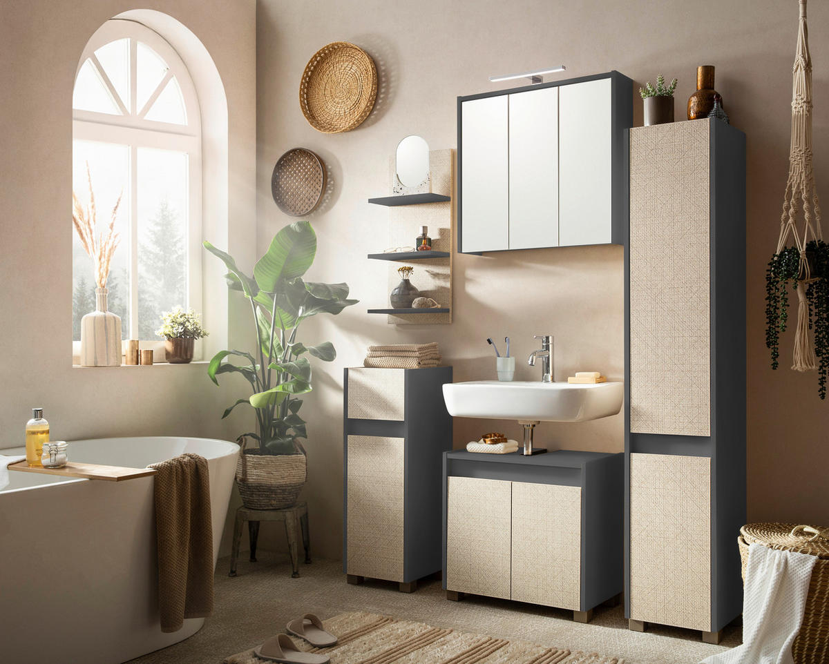 MIDISCHRANK 30,2/84,8/33 cm  - Beige/Anthrazit, MODERN, Holzwerkstoff/Kunststoff (30,2/84,8/33cm) - MID.YOU