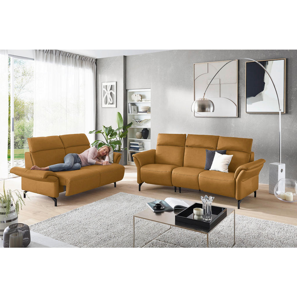 Thumbnail - Dieter Knoll 2-Sitzer-Sofa, Currygelb, Leder, Echtleder, Nappaleder, Longlife-Leder, 178x103x92 cm, erweiterbar, Typenau...