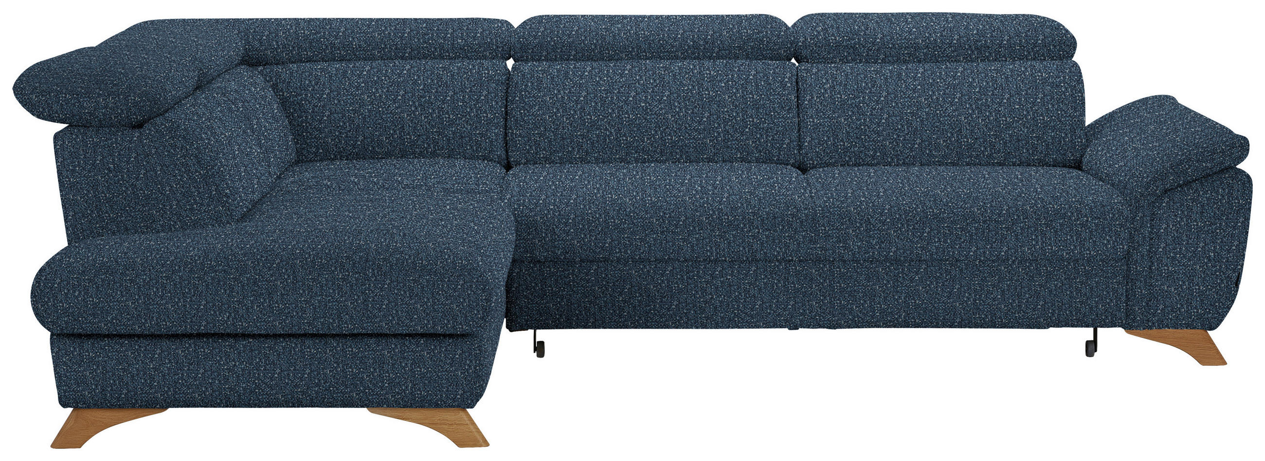 ECKSOFA in Bouclé Blau  - Blau/Eichefarben, Modern, Holz/Textil (212/287cm) - Valnatura