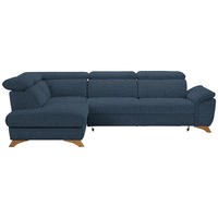 ECKSOFA in Bouclé Blau  - Blau/Eichefarben, Modern, Holz/Textil (212/287cm) - Valnatura