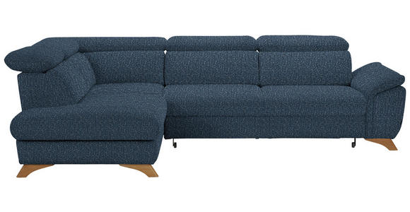 ECKSOFA in Bouclé Blau  - Blau/Eichefarben, MODERN, Holz/Textil (212/287cm) - Valnatura