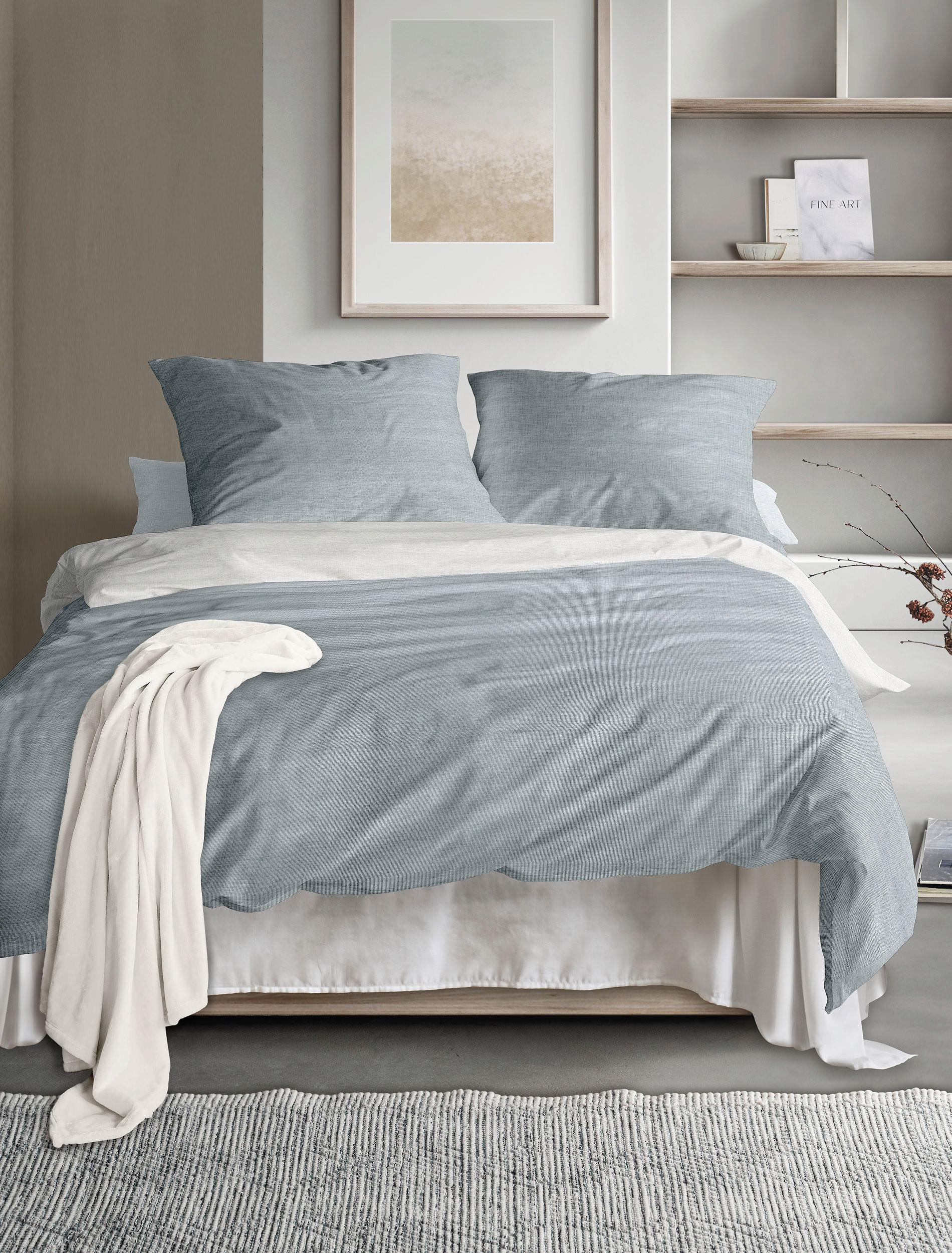 WENDEBETTWÄSCHE Makosatin 140/200 cm  - Blau, KONVENTIONELL, Textil (140/200cm) - Irisette