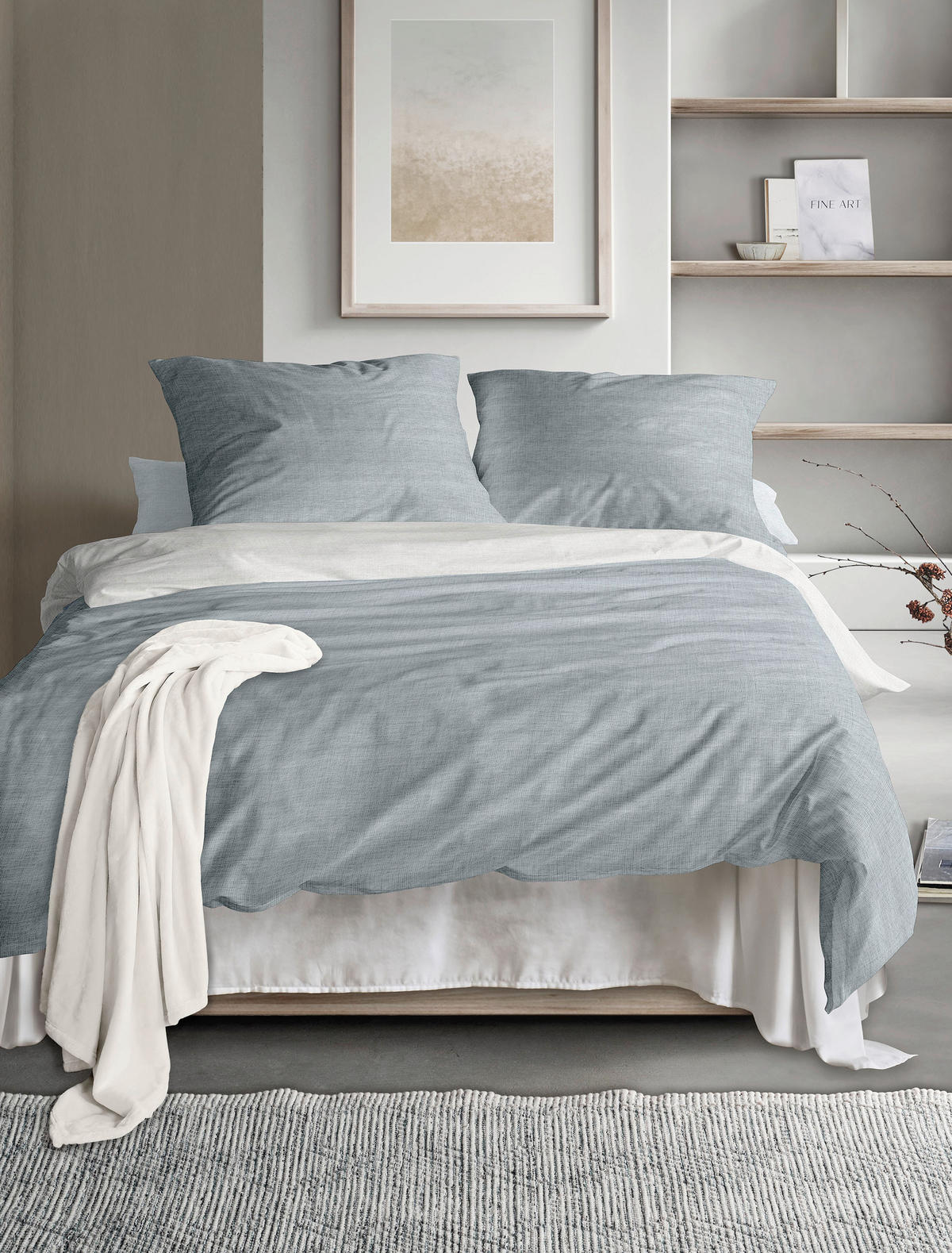 WENDEBETTWÄSCHE Makosatin 140/200 cm  - Blau, KONVENTIONELL, Textil (140/200cm) - Irisette