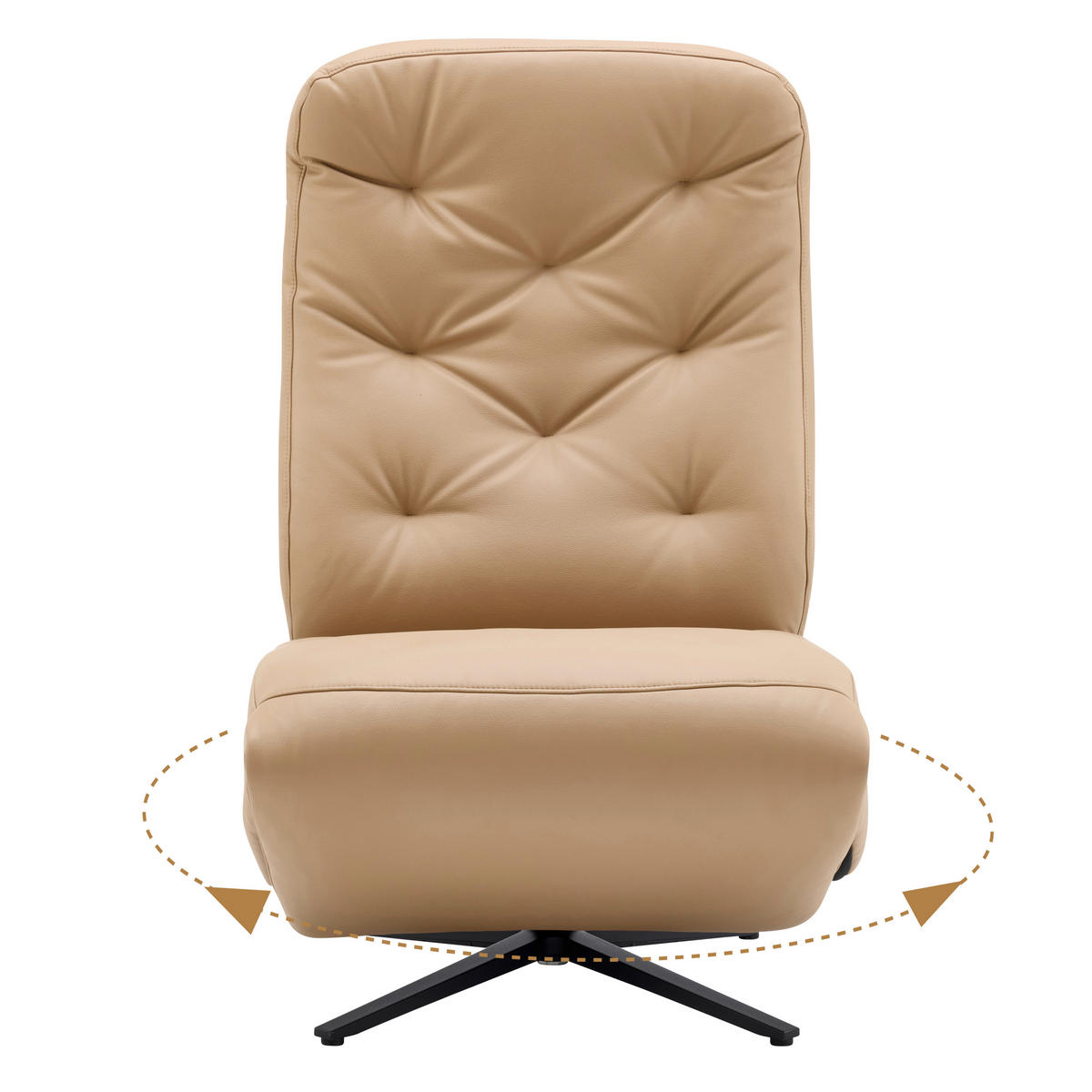 RELAXSESSEL Webstoff Relaxfunktion, Fußteilverstellung    - Beige/Schwarz, Design, Textil/Metall (68/113/84cm) - Livetastic