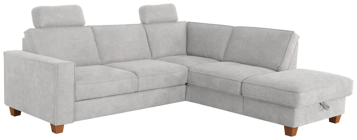ECKSOFA in Flachgewebe Silberfarben  - Eichefarben/Silberfarben, Konventionell, Holz/Textil (236/213cm) - Sit & More