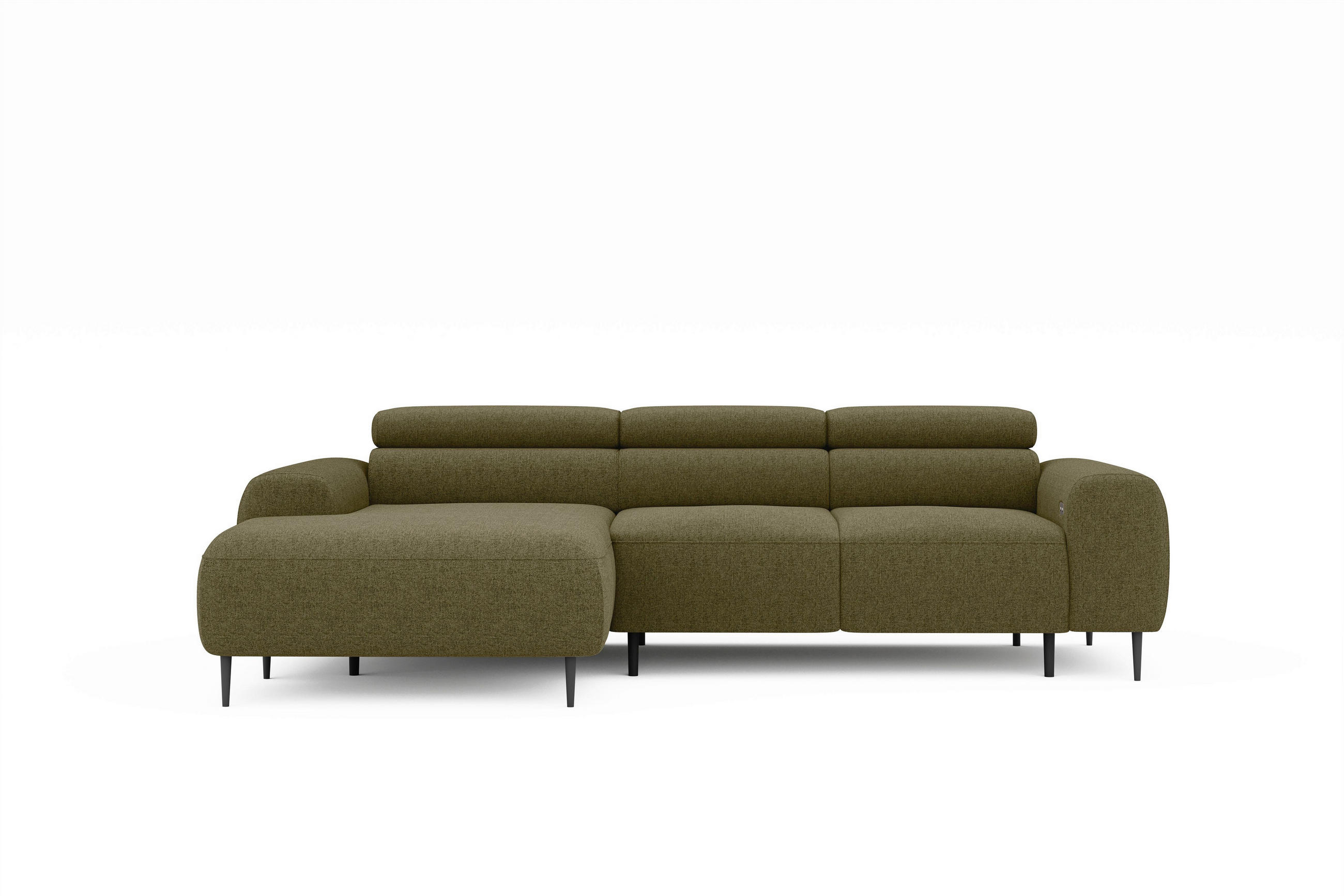 ECKSOFA Braun Struktur Rücken echt, Kopfteilverstellung, Sitztiefenverstellung  - Schwarz/Braun, MODERN, Textil/Metall (179/274cm) - Welnova
