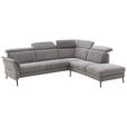 ECKSOFA Grau Struktur  - Schwarz/Grau, MODERN, Textil/Metall (275/235cm) - Cantus