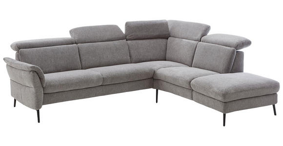 ECKSOFA Grau Struktur  - Schwarz/Grau, MODERN, Textil/Metall (275/235cm) - Cantus