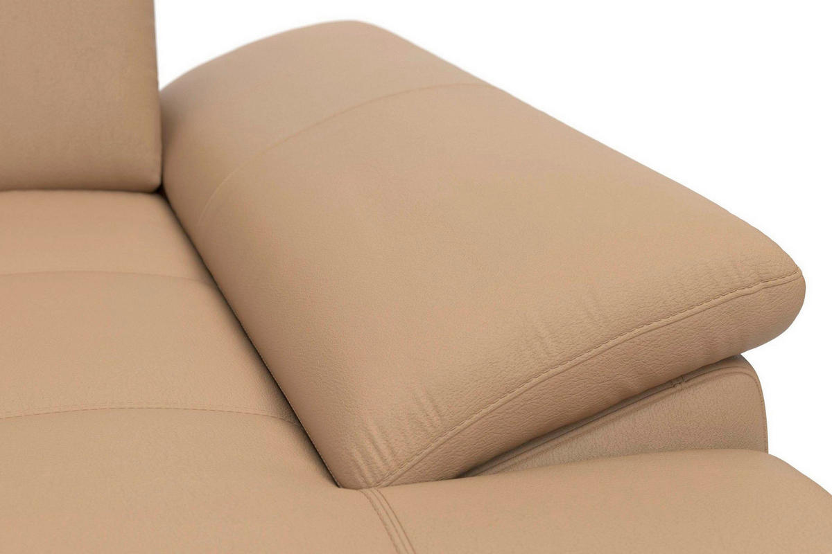 ECKSOFA COSTELLO E Cappuccino Echtleder Nierenkissen, Armteilverstellung, Sitztiefenverstellung  - Schwarz/Cappuccino, Basics, Leder/Textil (301/176cm) - Sit & More