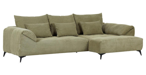 ECKSOFA in Cord Dunkelgrün  - Dunkelgrün/Schwarz, KONVENTIONELL, Textil/Metall (176/311cm) - Carryhome