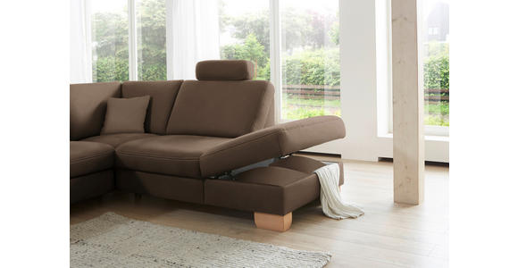 ECKSOFA in Mikrofaser Dunkelbraun  - Wildeiche/Dunkelbraun, Natur, Holz/Textil (286/236cm) - Voleo