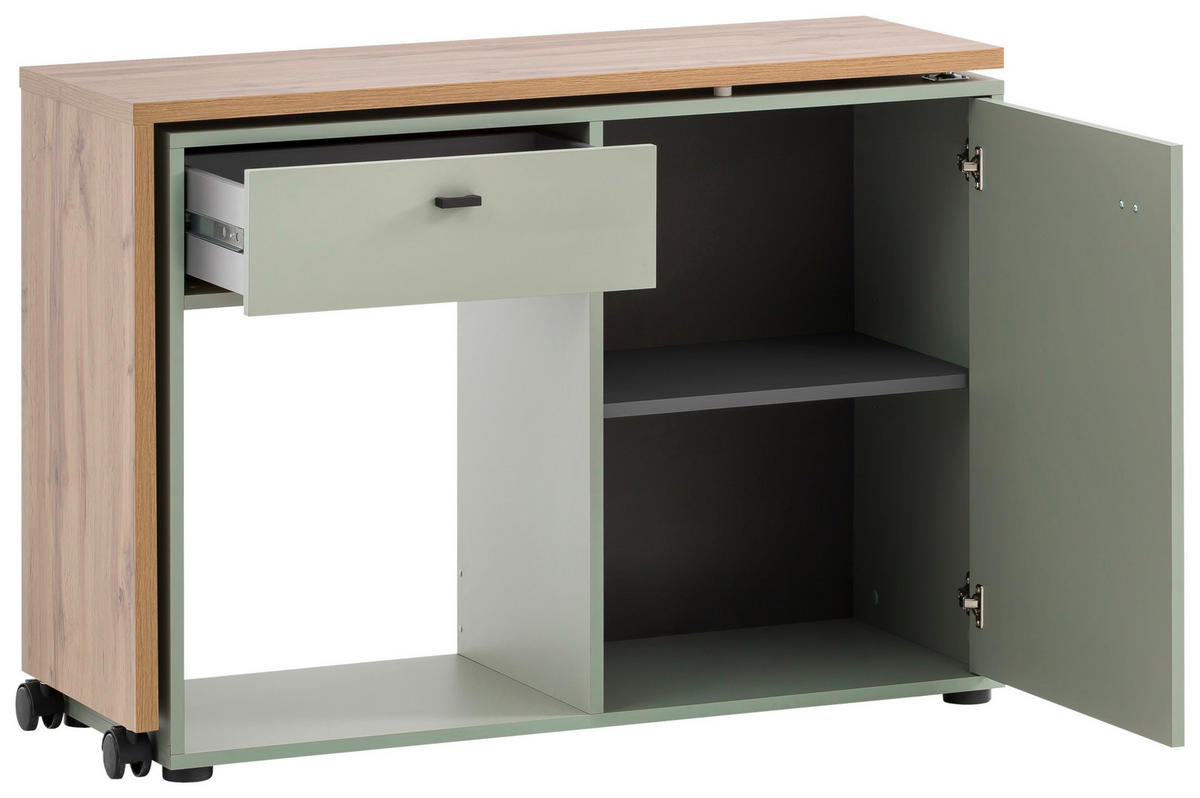 SCHREIBTISCH  in Grün, Eichefarben  - Eichefarben/Schwarz, MODERN, Holzwerkstoff/Kunststoff (104,6/75,3/39cm) - MID.YOU