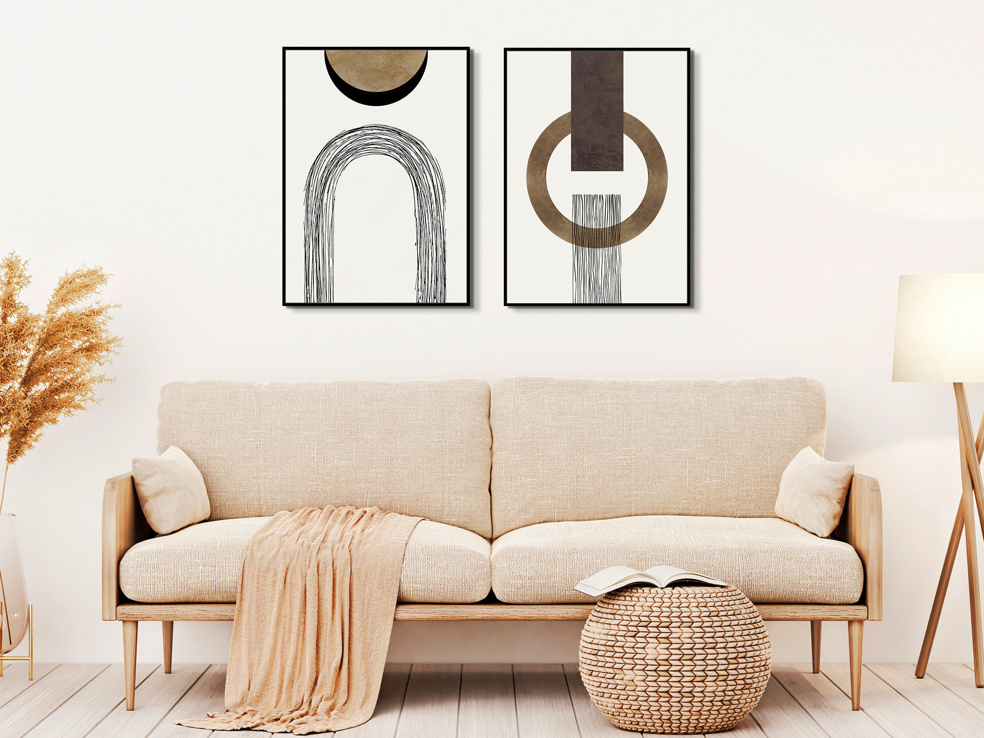 KUNSTDRUCK Abstraktes  - Goldfarben/Schwarz, Trend, Holzwerkstoff/Textil (51,5/71,5cm) - Monee